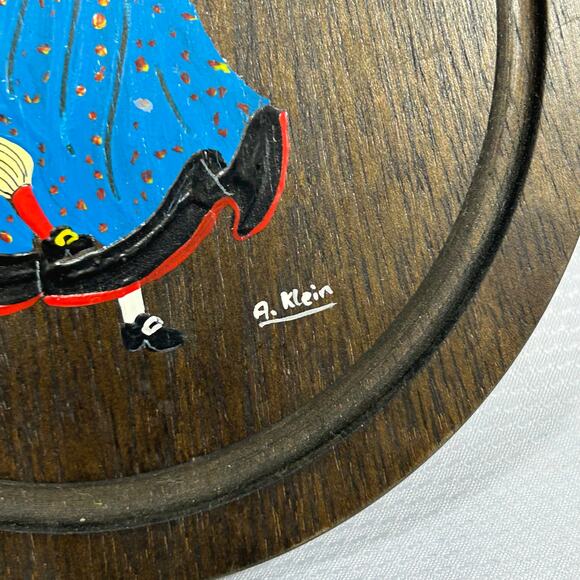 Vintage Handgemalt German Folk Art hand painted wood plaque plate Swiss made - Picture 2 of 7